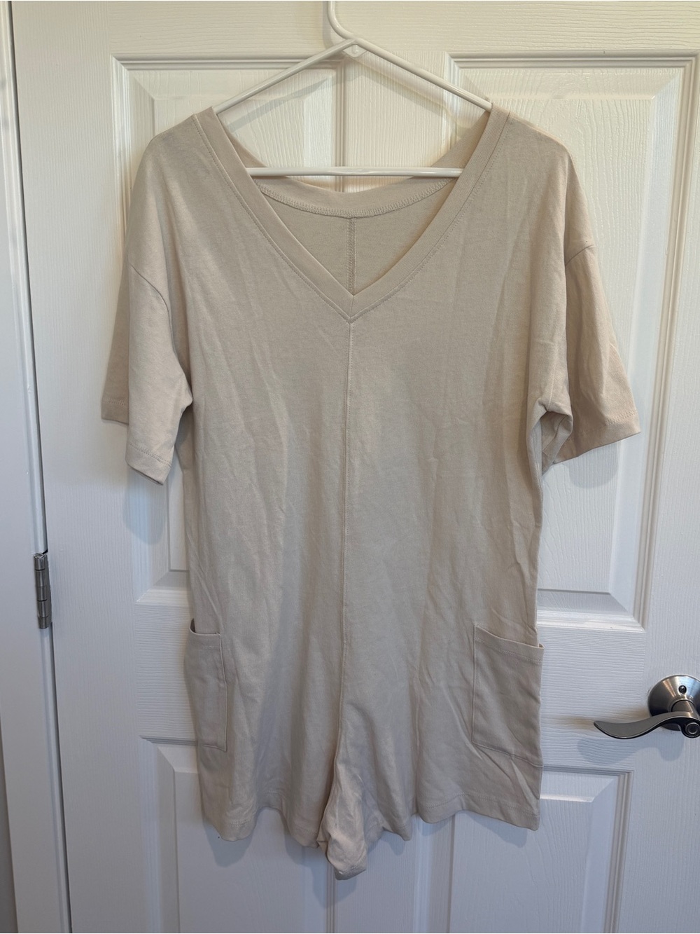 Zenana 100% Cotton Beige Romper - Picture 2 of 5